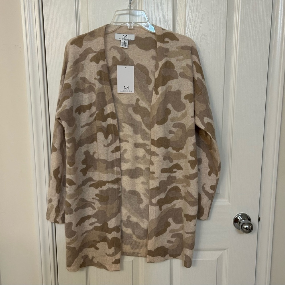 MAGASCHONI Cashmere Camo Open Front Cardigan in Neutral Camo - Picture 10 of 12